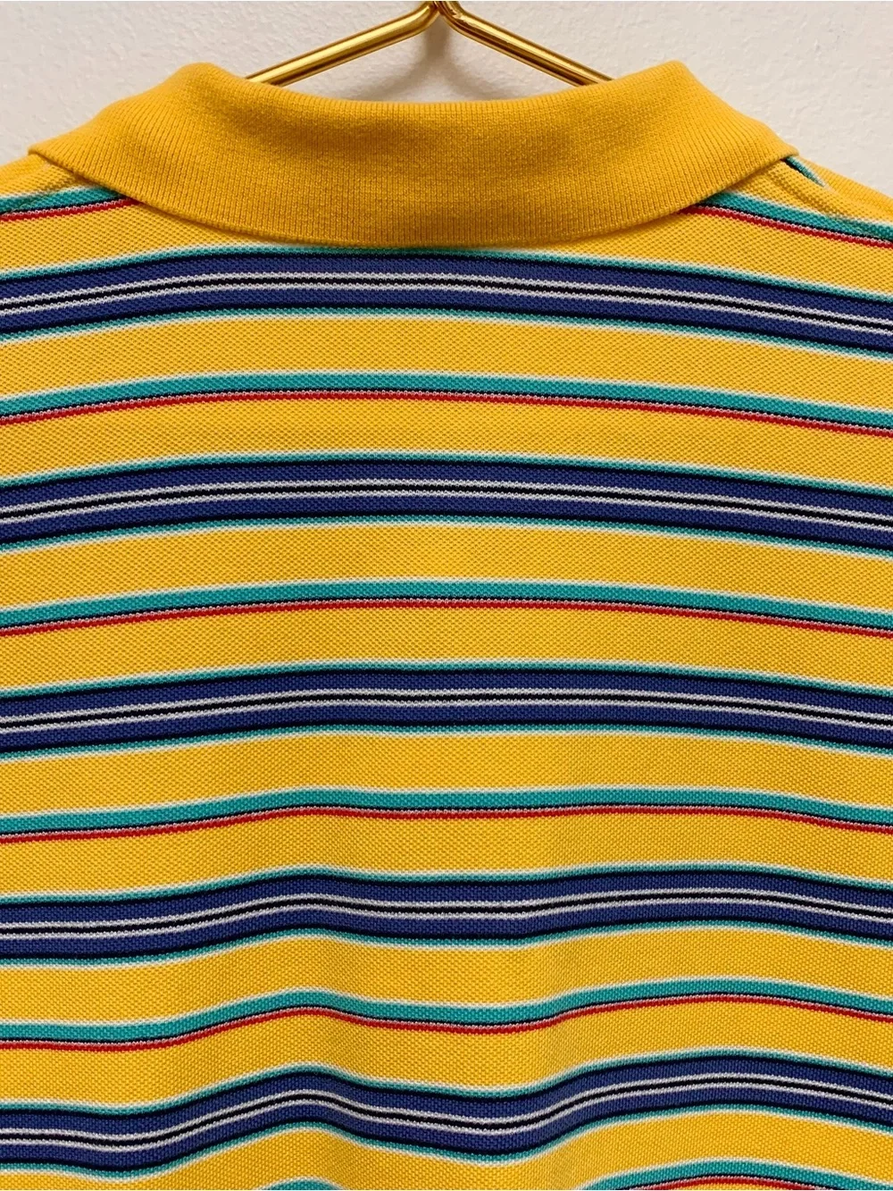Vintage Polo Ralph Lauren Short Sleeve Polo Size L Yellow Stripe Pique Cotton